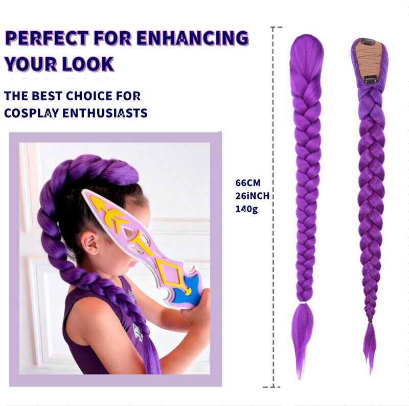 Foreign Trade Cross-Border Hot-Selling Purple Ponytail Detachable Christmas Cosplay Witch Hunting Girl Group Wig Ponytail