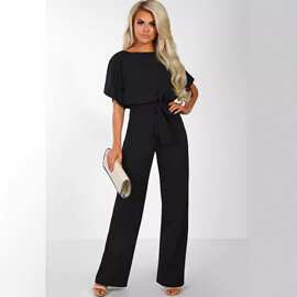 7-color lace up short sleeved women's jumpsuit