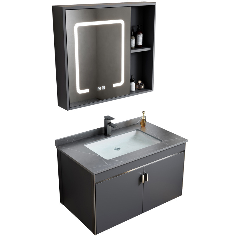 2024 nuevo espacio engrosado aluminio baño gabinete lavabo combinación baño lavabo piscina cerámica integrado