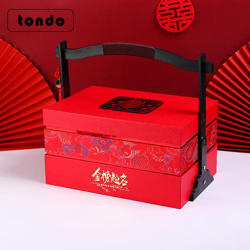 Guofeng Graduation Season Gold List Título Boja de regalo de banquete de ingreso a la universidad doble capa caja de regalo de alta calidad caja de embalaje de frutas