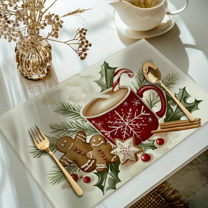 Transfronterizos lino almohadilla de mesa Aliexpress TEMU Amazon almohadilla de mesa cuadrada búfalo rojo almohadilla de Navidad Día de la Independencia