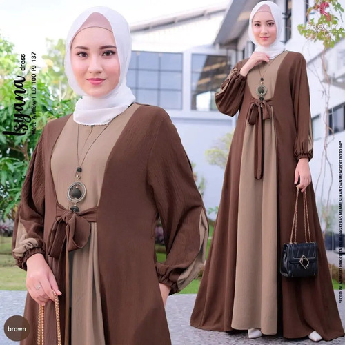 Malay Muslin Women's Middle Eastern Dress Tie Waist Long Sleeve Long Dress Abaya Versatile