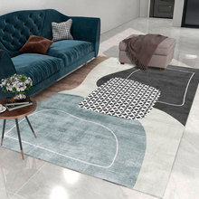 北欧客厅防滑地毯卧室轻奢家用现代简约抽象条纹床边毯茶几地垫