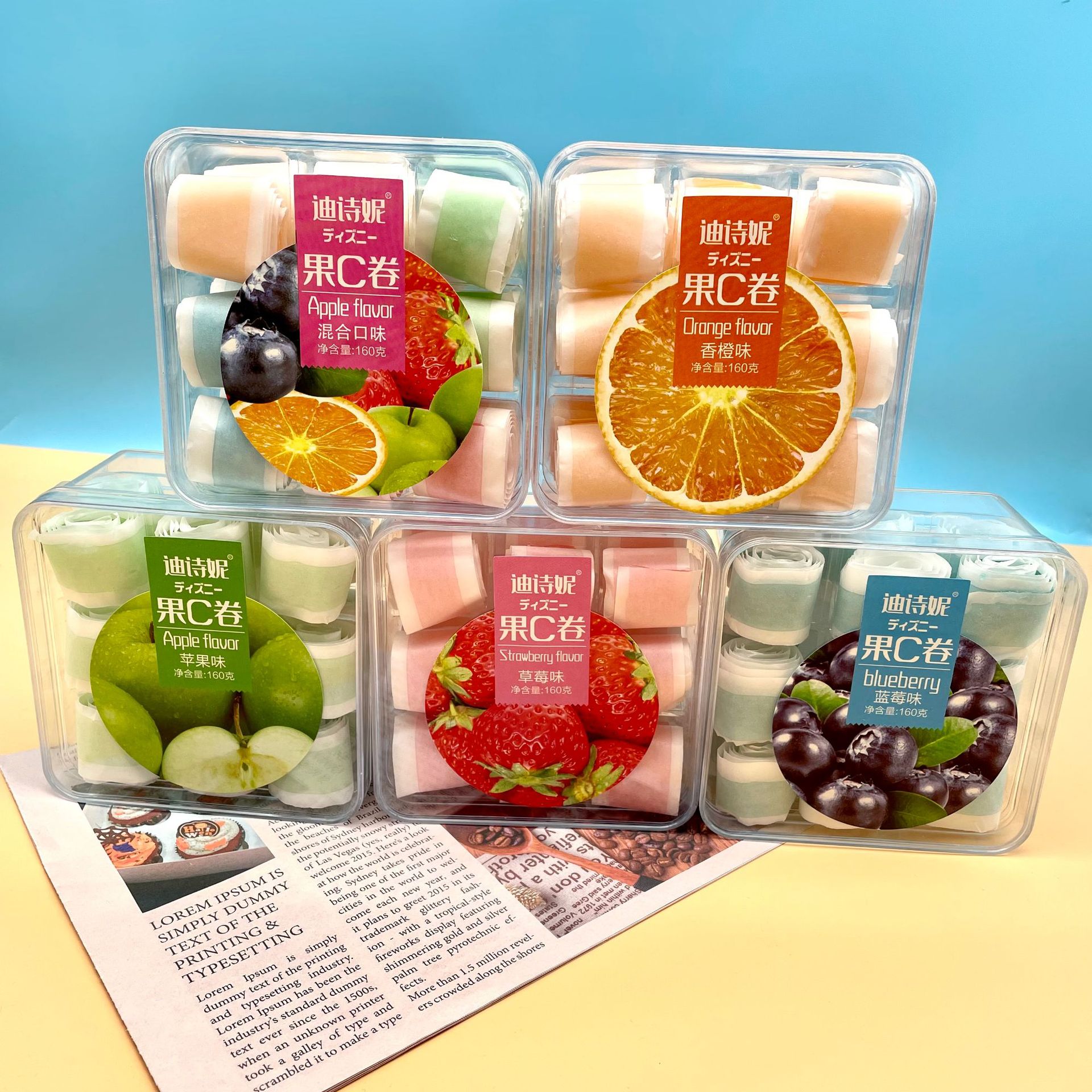 DeShini Fruit C Roll 160g Boxed Fruity Flavor Gummy Retro Snack Influencer Leisure Food Candy Juice Roll