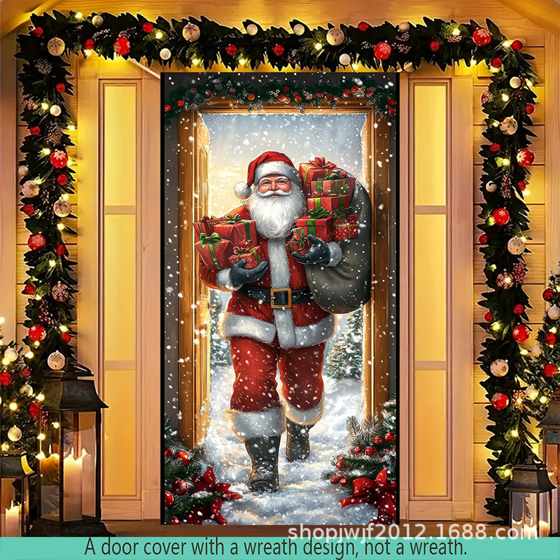 TEM Amazon transfronterizo nueva decoración de la cubierta de la puerta de Navidad rojo Santa Claus regalo cubierta de la puerta ambiente festivo fiesta