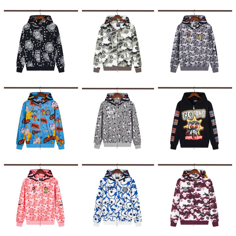 Foreign Trade Cross-Border Glo Gang Trendy Brand Hooded Zipper Sweatshirt Men's Loose Printed Jacket Street Hip-Hop Couple Style