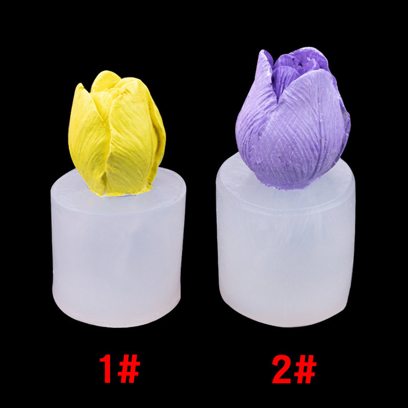 Tulipán Rosa planta flor epoxi molde yeso vela aromaterapia herramienta de hacer fondant chocolate