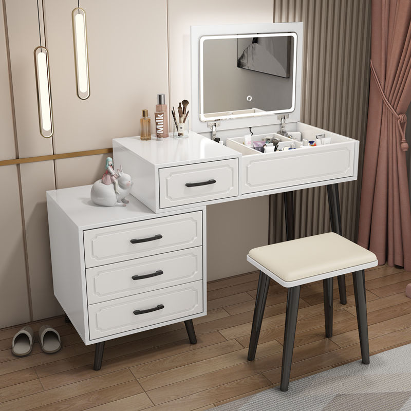 Nórdico blanco red red comedor dormitorio pequeño armario tabla plegable espejo escondido inteligente simple lámpara LED