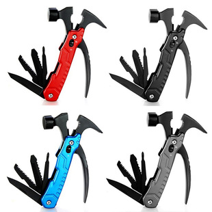 Stainless Steel Outdoor Multifunctional Claw Hammer New Car Life-Saving Hammer Window-Breaking Hammer Camping Combination Tool Ground Nail Hammer