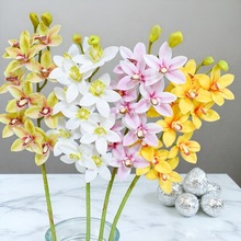 高档10头虎头兰仿真花大花蕙兰客厅酒店前台桌花摄影道具假花玉兰