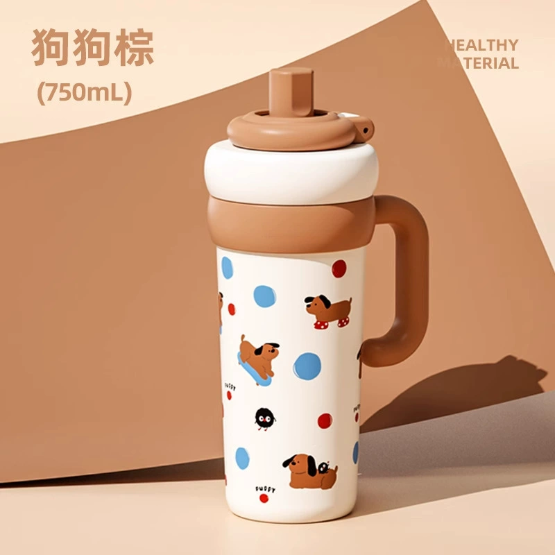 Capacious glass, tea cup, high quality ceramic straw with glass