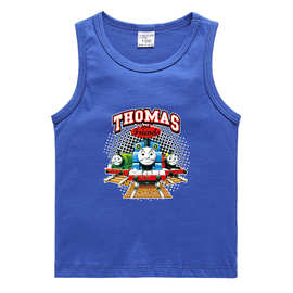 托马斯火车夏装儿童背心棉质休闲打底衫吸汗糖果中小童无袖汗衫