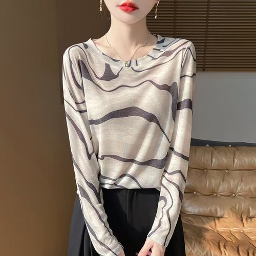 Wholesale Lyocell Tencel 2025 Spring Women's Tie-Dye Short-Sleeve Round Neck Casual Basic Top Stylish and Versatile