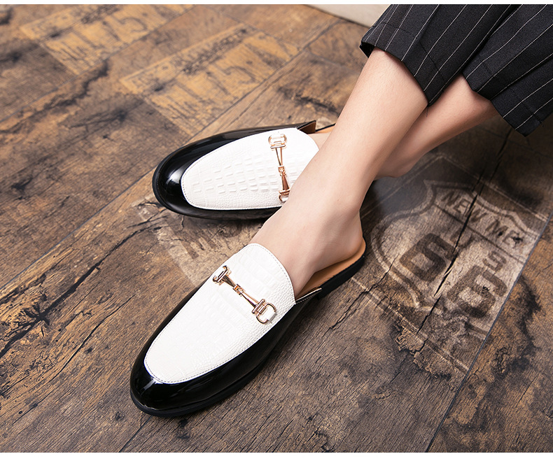 Fashion Men's Closed-Toe Autumn New Soft Sole Backless Lazy Leather Shoes British Style Large Size Half Slippers Sandals_vogvips.com
