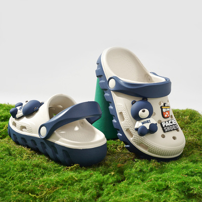 Детские тапочки в стиле Crocs, нескользящие дышащие легкие мужские тапочки для мальчиков, пляжные босоножки, закрытый носок, мягкая подошва, подходят для носки на улице