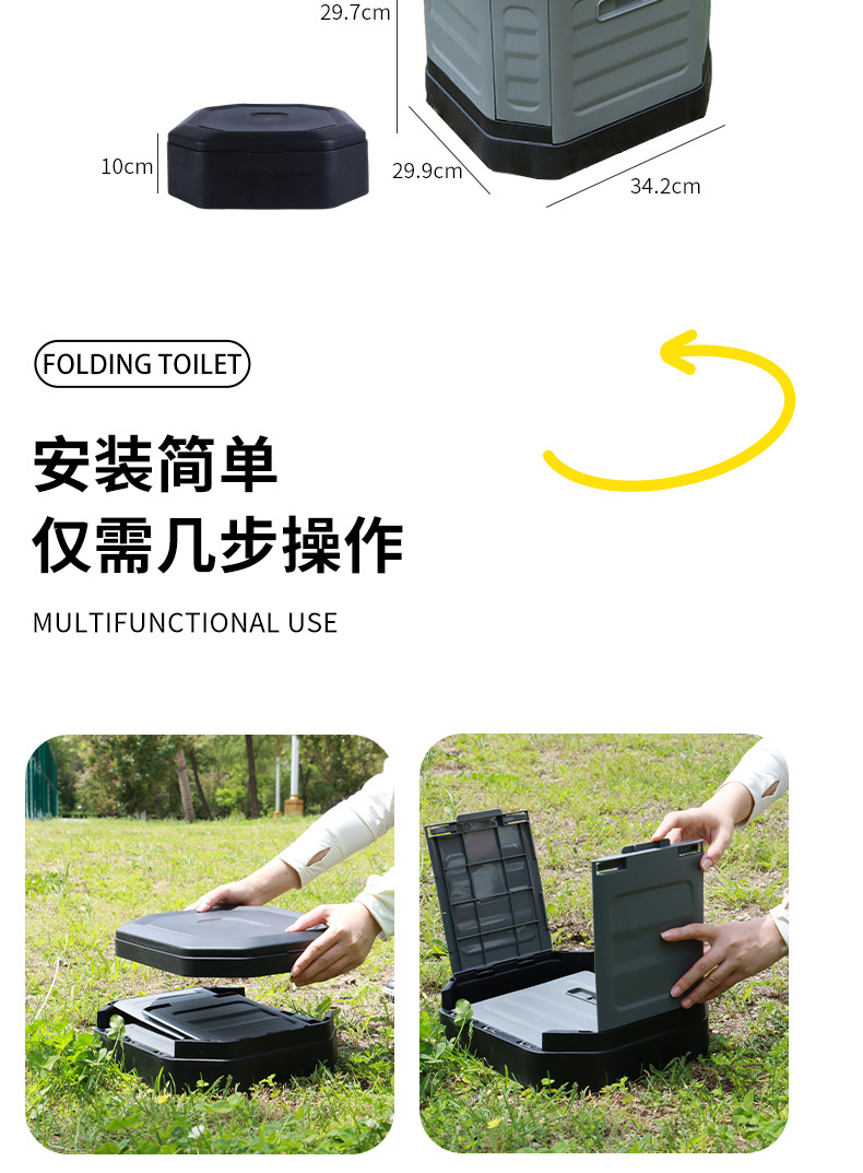 New Folding Toilet for Car Emergency Use, Portable Anti-Odor Outdoor Rv Folding Toilet for Adults