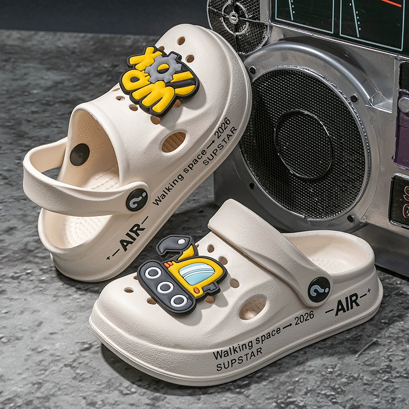 Детские тапочки в стиле Crocs для мальчиков мультяшная детская сумка пляжная нескользящая летняя пляжная обувь закрытый носок мягкая подошва