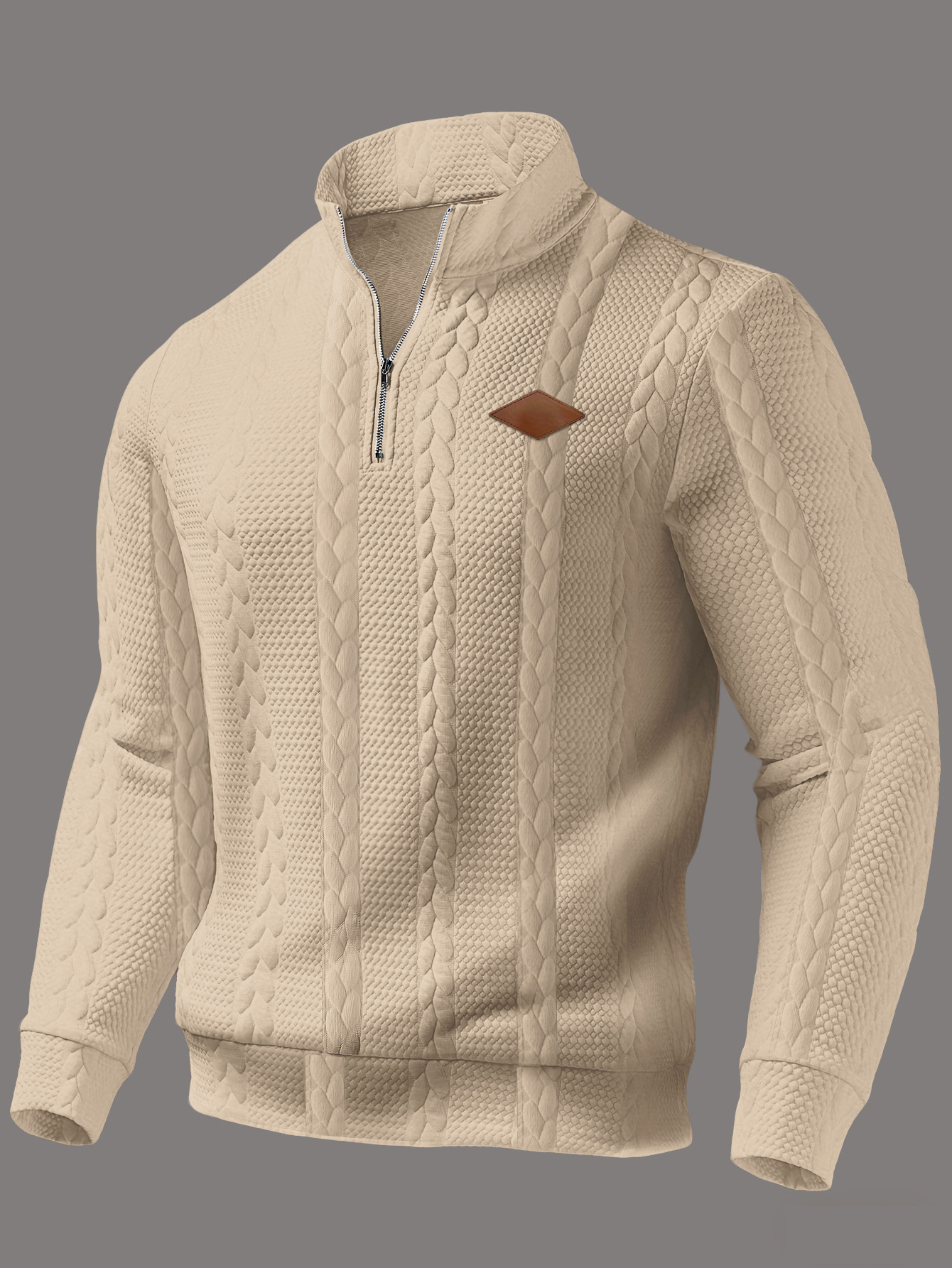Herren Jacquard Strickpullover Mit Stehkragen Für Den Alltag_voghion.com