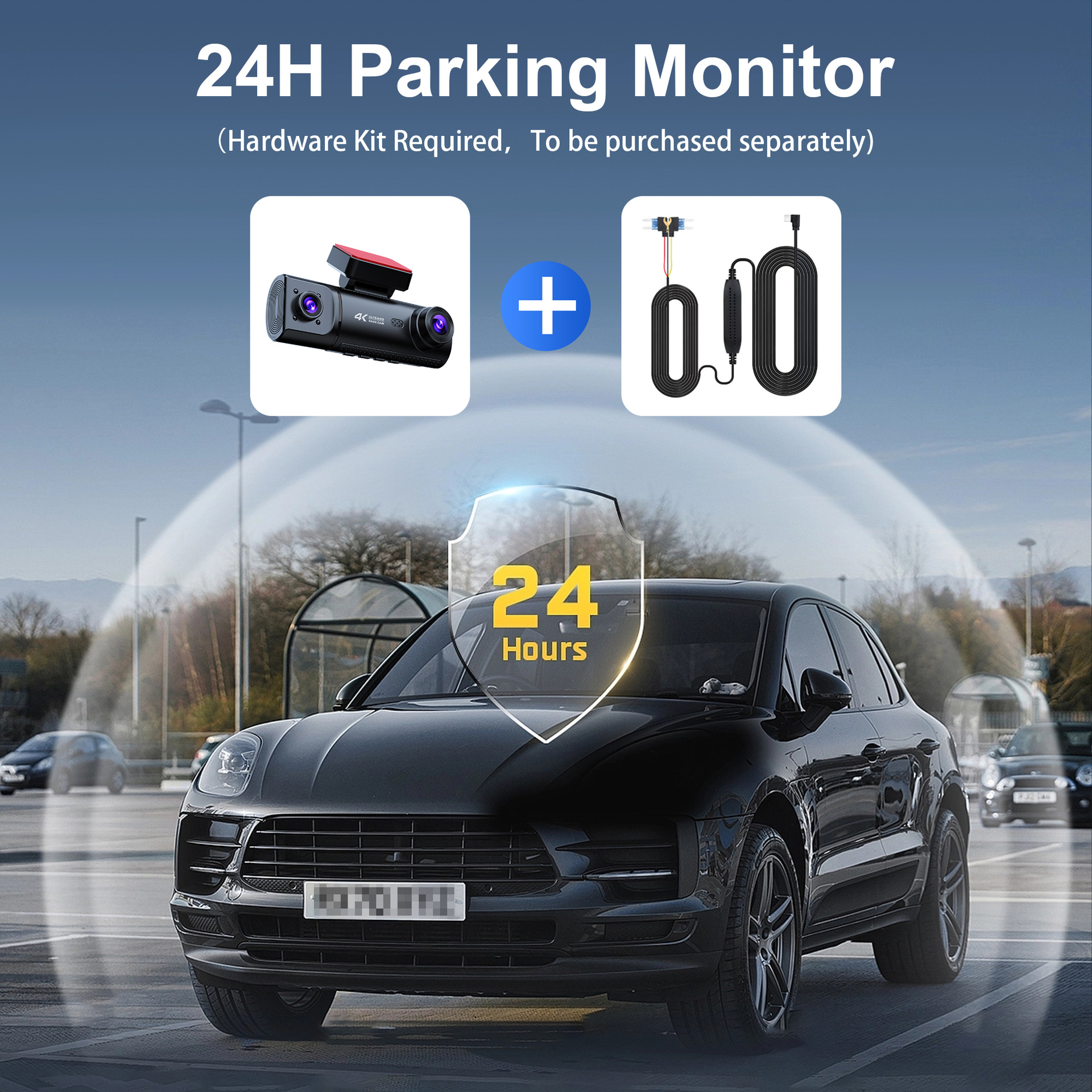 Night Vision Three-Lens 4K Wifi Connected Parking Monitoring Reversing Video Dash Cam 24-Hour Parking Monitoring