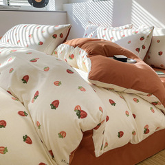 A soft and fresh small bubble cotton four-piece set for spring and autumn bedding, wholesale three-piece set