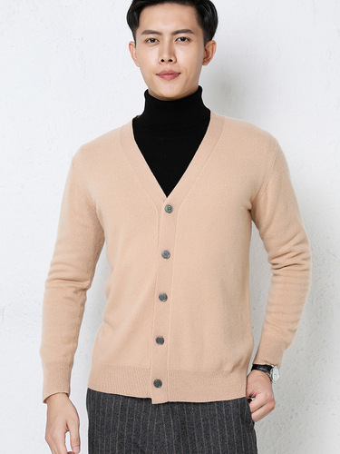 Casual Crewneck Sweater Men's Outerwear V-Neck Open Cardigan Coat Trendy Autumn/Winter Top Loose Men's Warm Knitted Shirt
