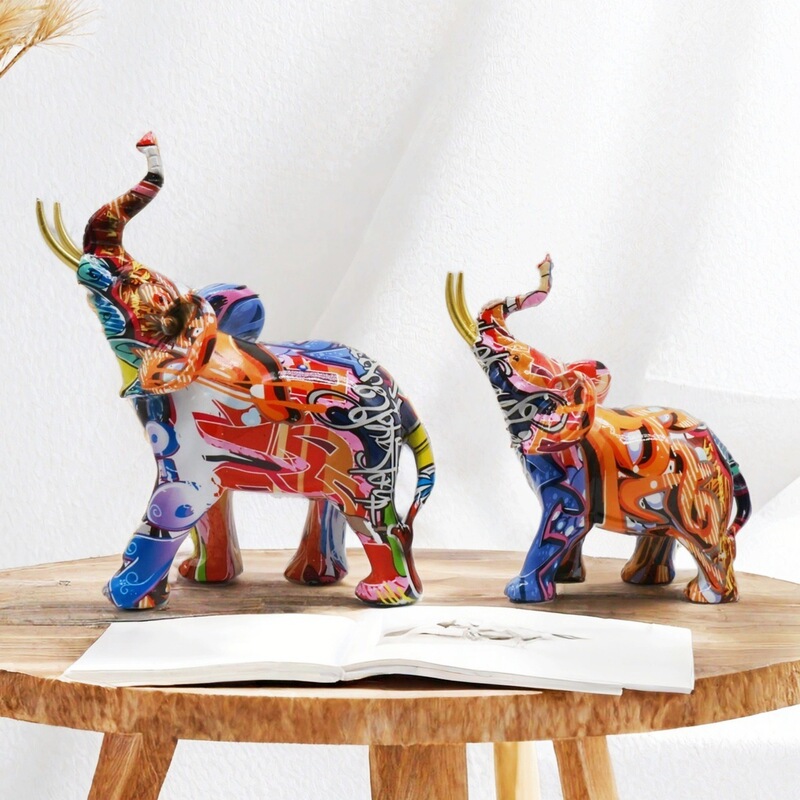 Cross-Border New Product Elephant Ornaments Colorful Living Room Study Resin Crafts Simple Wine Cabinet Entrance Decoration Wholesale Cross-Border New Product Elephant Ornaments Colorful Living Room Study Resin Crafts Simple Wine Cabinet Entrance Decoration Wholesale