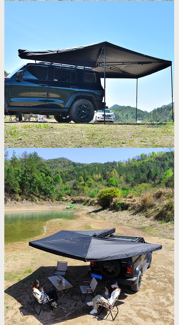 270-Degree Fan-Shaped Car Side Tent, Quick-Open Car Canopy, Rainproof and Sunshade Tent, Outdoor Camping Canopy Side Tent