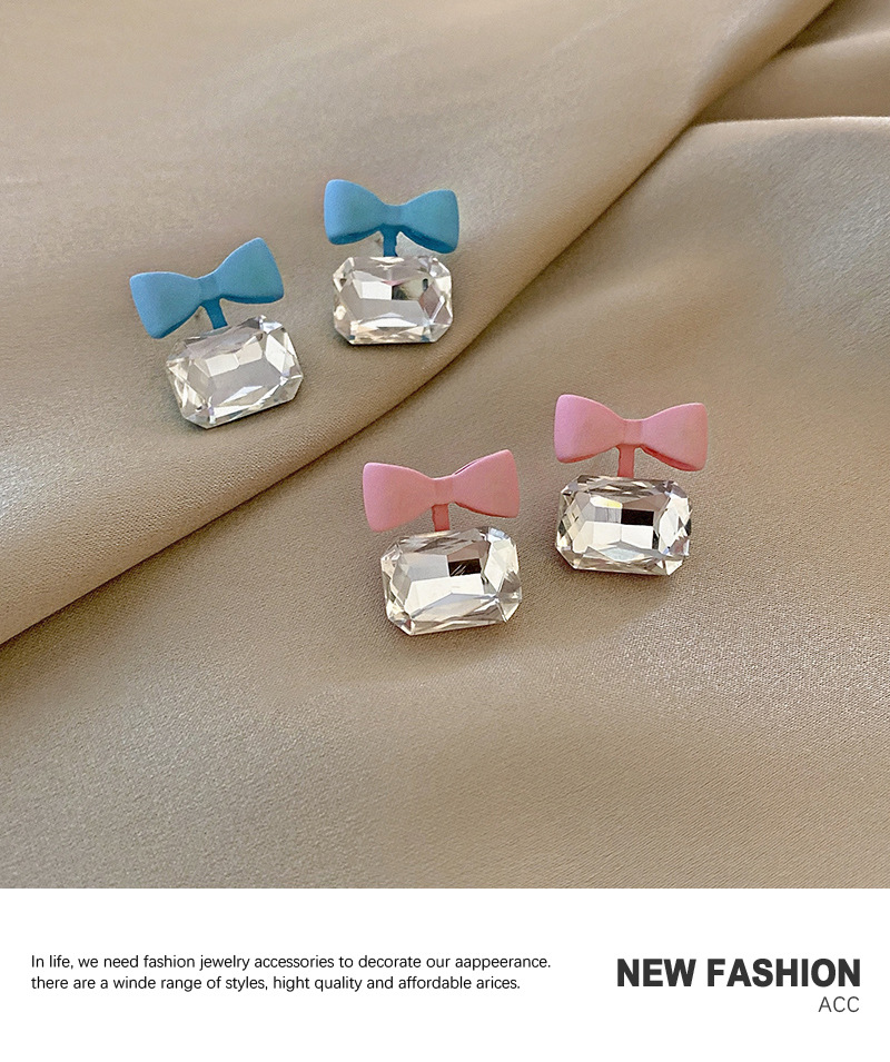 S925 Silver Needle Fashion Bow Earrings Niche Alloy Diamond Earrings Wholesale display picture 6