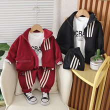 外贸童装2024年春款男童拉链三件套宝宝帅气开学礼服抖音代发工厂