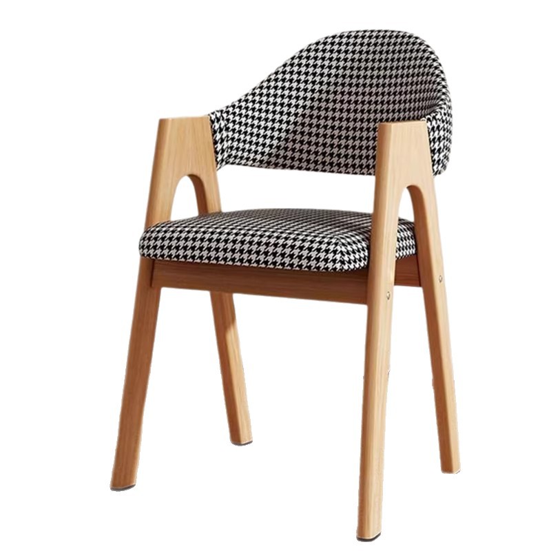 Silla de comedor de madera sólida nórdica silla de negociación silla de restaurante de hotel silla de café silla casera con reposabrazos