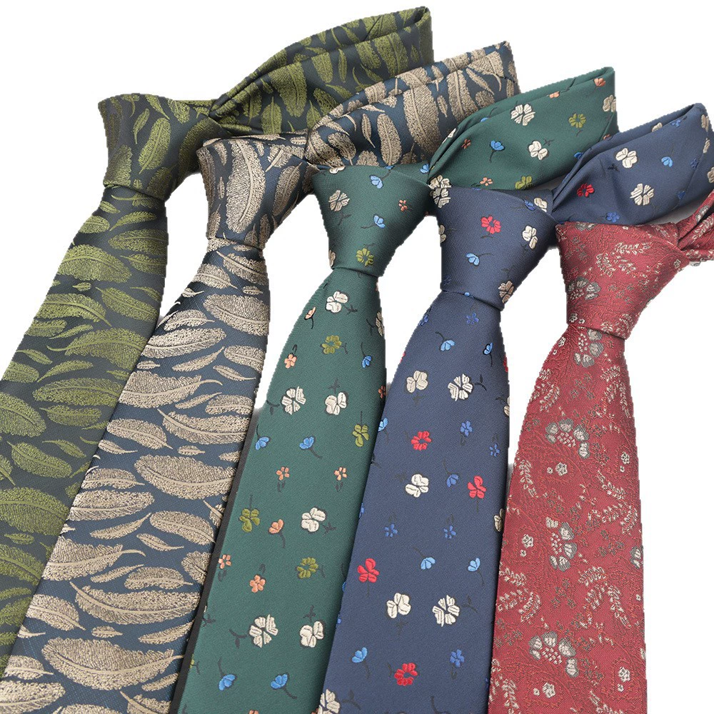 Men's green red retro tie, 7cm