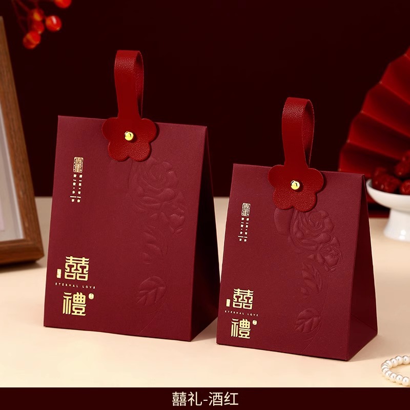 Wedding gift + flower leather rope [hot stamping burgundy style]