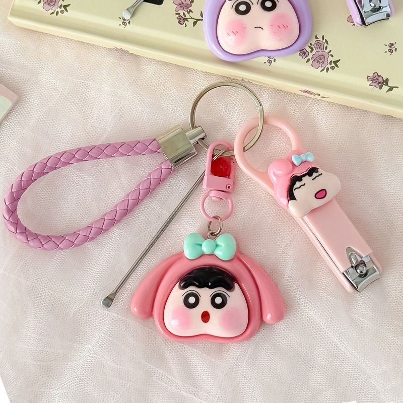 漫画爪切りキーホルダー女装しんちゃんキーホルダーペンダントかわいい爪切り家庭用マニキュア爪切り|undefined