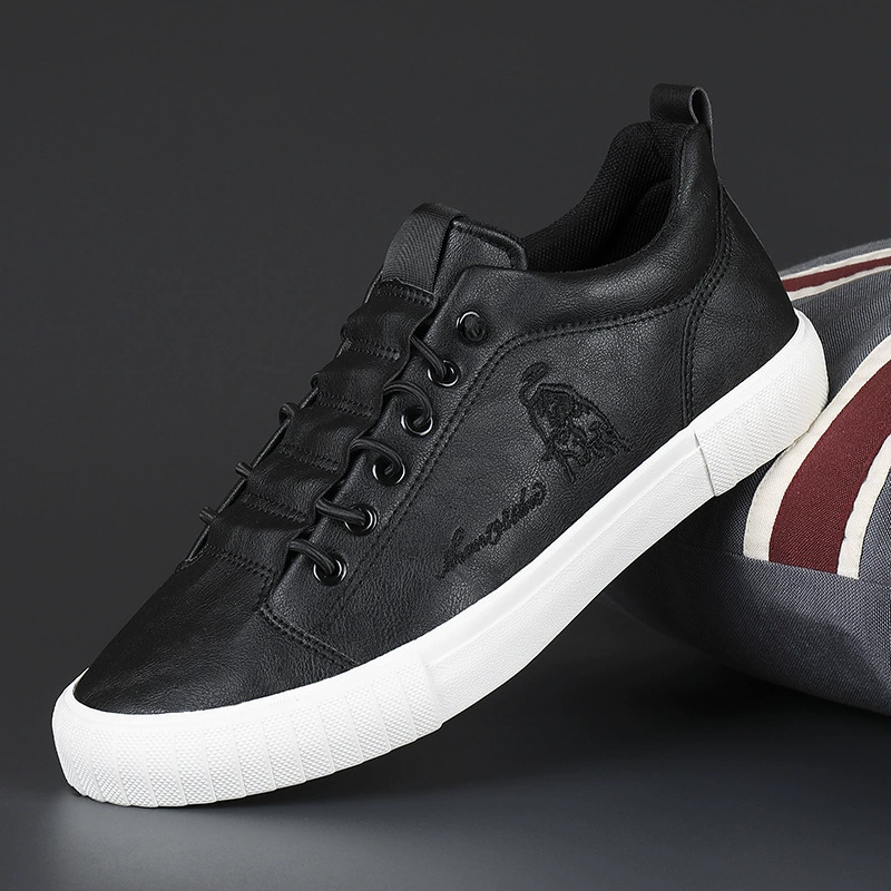 Мужские повседневные кожаные туфли без шнурков с эластичной вставкой и электрической вышивкой, осенняя новинка 2025 года, универсальный корейский стиль