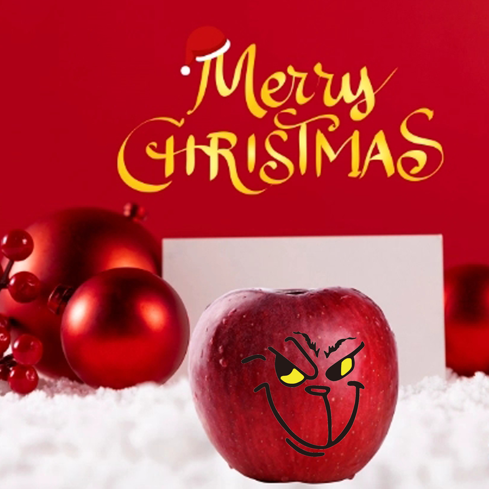 跨境亚马逊圣诞怪杰格林奇贴纸圣诞苹果玻璃球贴画鬼精灵随意自粘