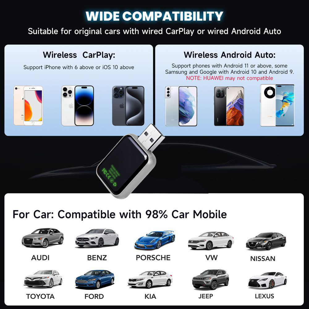 New Car Wireless Carplay Box Android Two-In-One Adapter Car Connectivity 2025 Cross-Border
