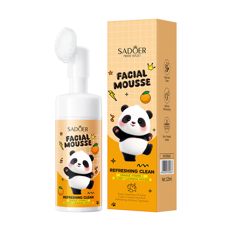 Espuma limpiadora facial SADOER pure English con aminoácidos de plantas y frutas, con cabezal de cepillo, venta al por mayor para comercio exterior transfronterizo.