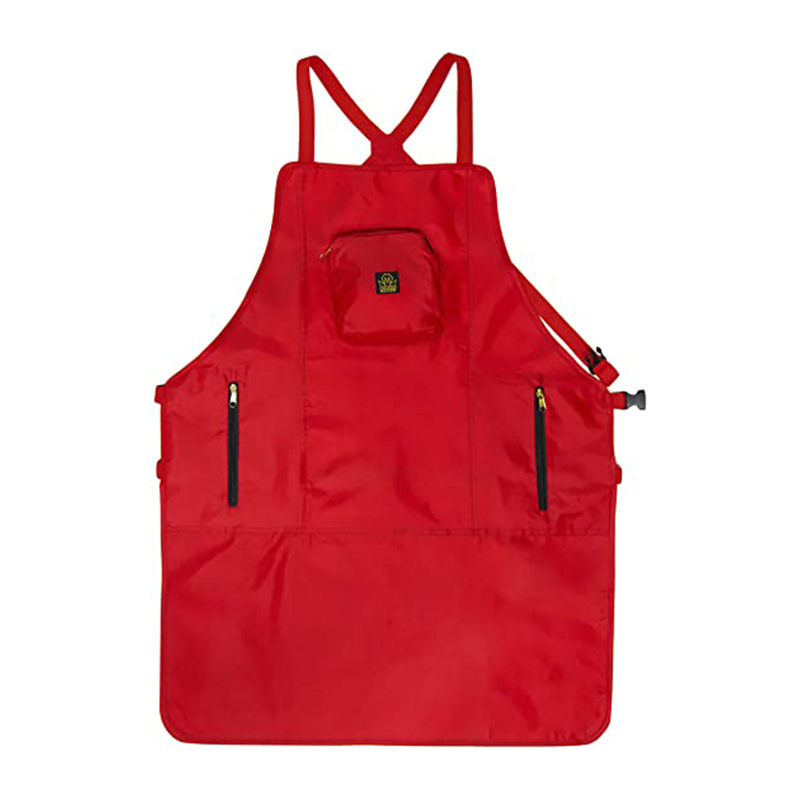 Delantal de tela Oxford transfronterizo, estilo con cremallera impermeable, bolsillos grandes, tirantes cruzados, delantal para pintura y barbería, venta al por mayor del fabricante