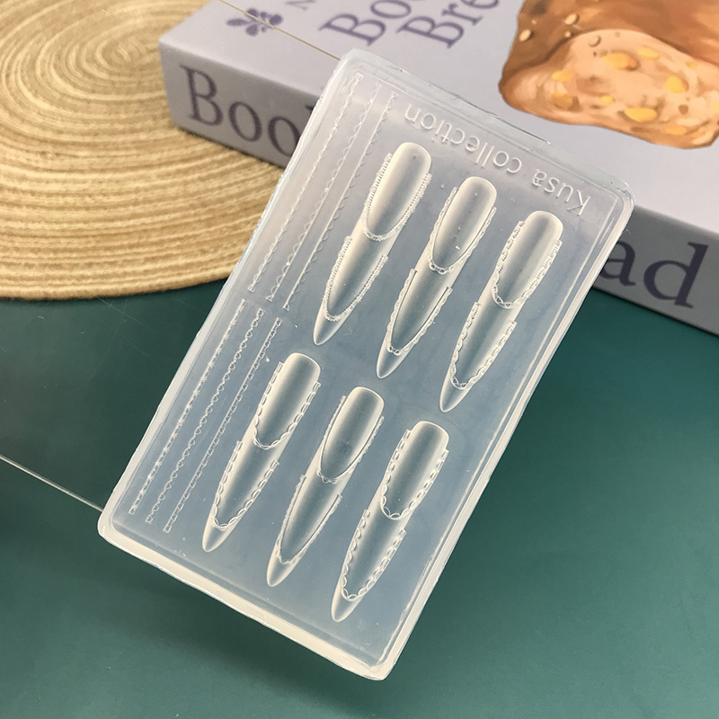 高透明 3D 立体ネイルアートモールドキーロックフレンチスカート食品グレードのシリコーンウェアラブルネイルアクセサリー diy ツール|undefined