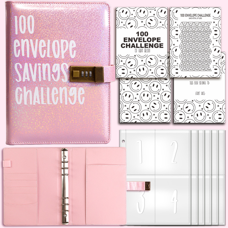 100 EnvelopeChallenceBinder bloqueo de contraseña 100 días par ahorro desafío de hojas sueltas libro de mano image 13