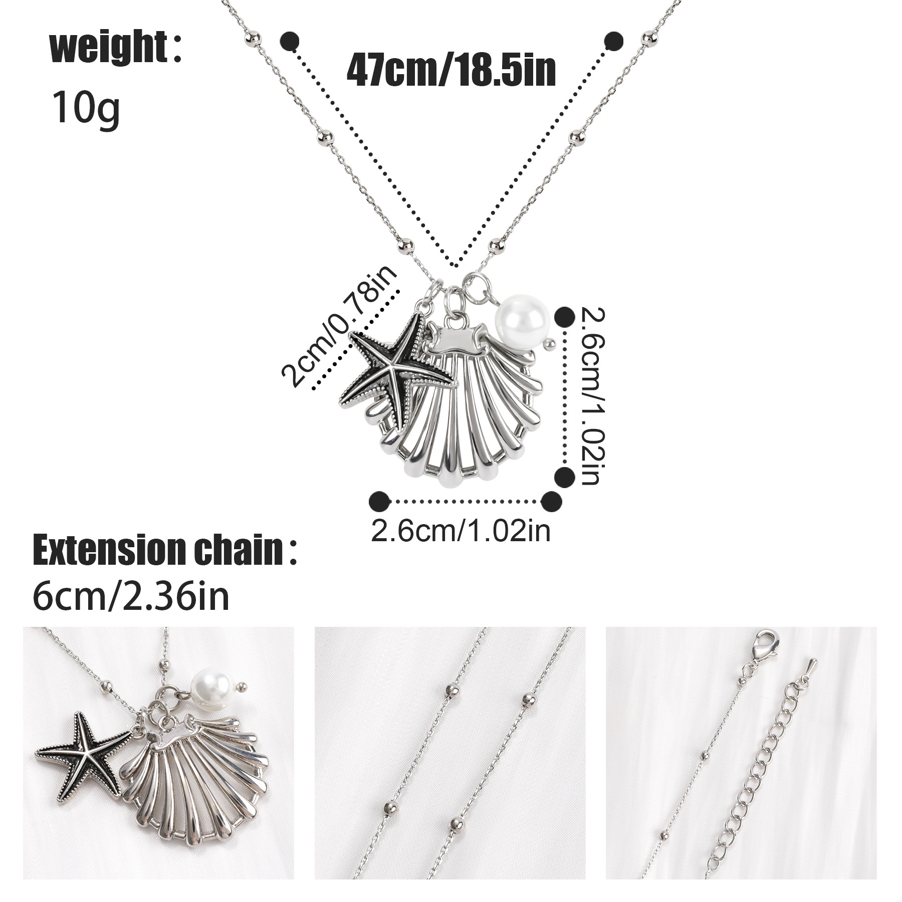 Starfish Shell Beach Copper Pendant Necklace Plating Lobster Trigger Clasp Closure display picture 2