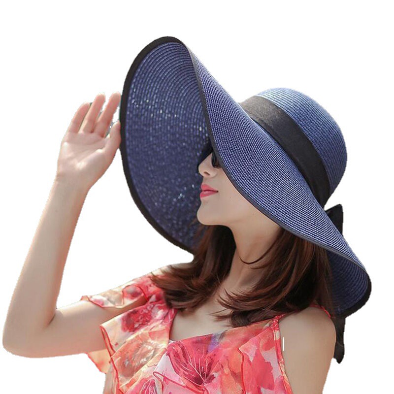 Sun Hat Women's Summer Trendy All-match Sun Protection Outdoor Travel Big Rim Sun Hat Foldable Beach Butterfly Straw Hat
