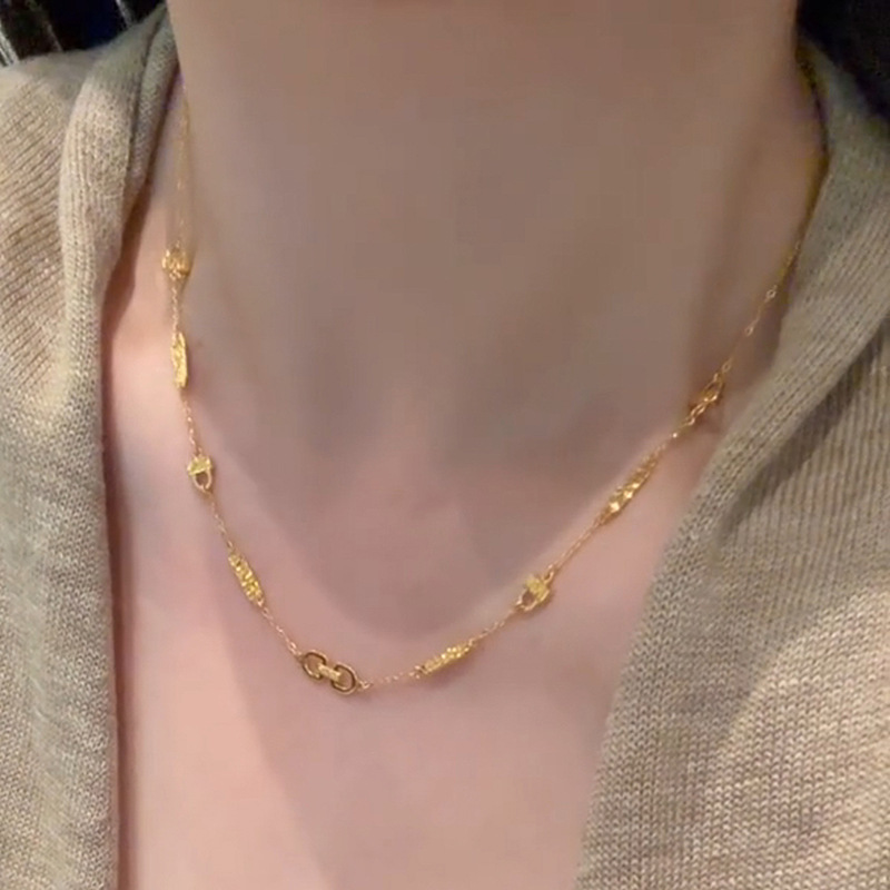 小红书爆款简约双环扣锁骨链女高级感精致毛衣链项链百搭一件代发|undefined