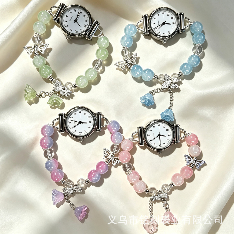 Creative gift toy watch, small Chanel-style woven beaded bracelet watch, niche fashion versatile for girls in middle and high school Creative gift toy watch, small Chanel-style woven beaded bracelet watch, niche fashion versatile for girls in middle and high school