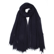 薄如蝉翼日系羊绒莫代尔藏蓝色柔软亲肤舒适纯色素色薄款防晒围巾