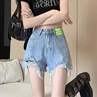 Юбка из денима, летние шорты для отдыха, plus size, высокая талия, oversize, свободный крой, А-силуэт