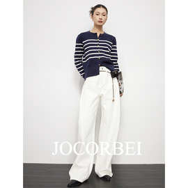 JOCORBEI【法式慵懒风】高腰阔腿牛仔裤女宽松显瘦白色休闲拖地裤