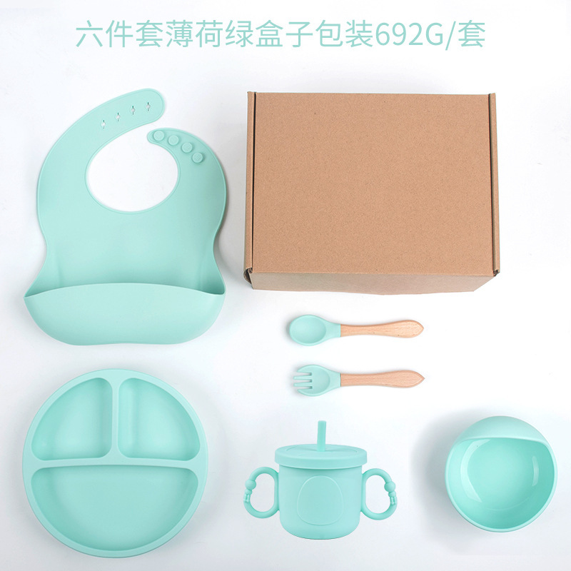 Placa de almuerzo de ventosa resistente a caídas de silicona de grado alimenticio Dumo Baby Juego de tazón Placa de almuerzo de silicona