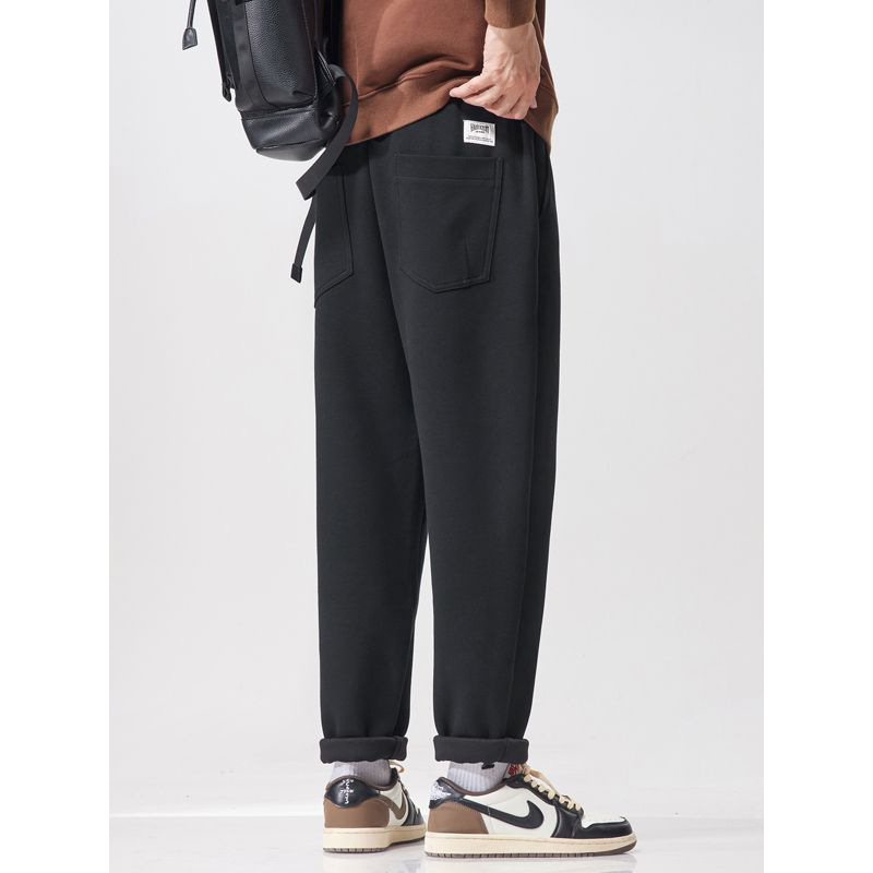 Mingge | Japanese Fashion Joker Loose Tapered Pants Men's Solid Color Simple Drawstring Lace Casual Long Pants