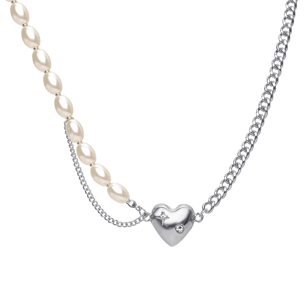 neue RetroPerle mit einfachen Nhten Perlenkette HerzAnhngerHalskettepicture4